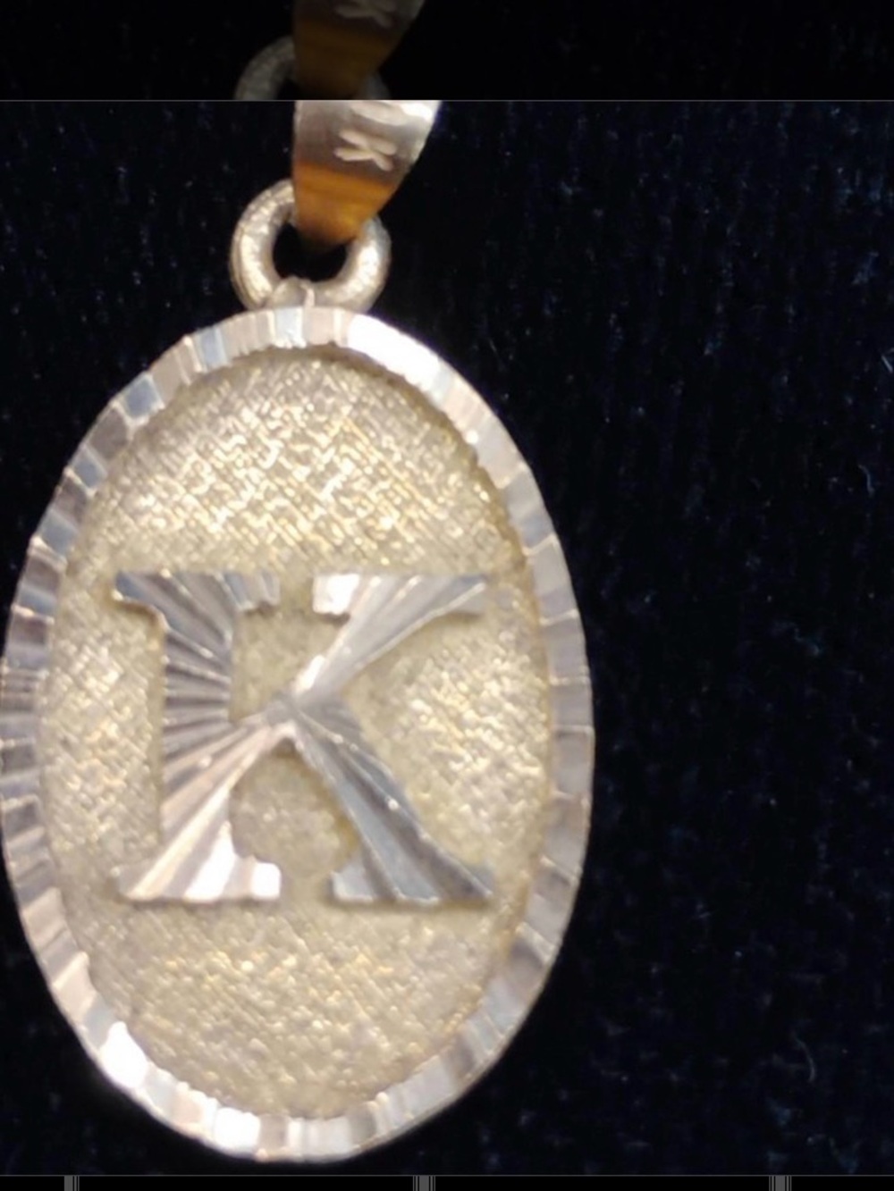21K Solid Gold Oval “K” Initial Pendant – 3 Grams